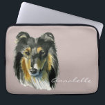 Collie Dog Watercolor Illustration Laptop Sleeve<br><div class="desc">This is a painting of a regal looking collie dog. She has tan,  black,  and white fur.</div>