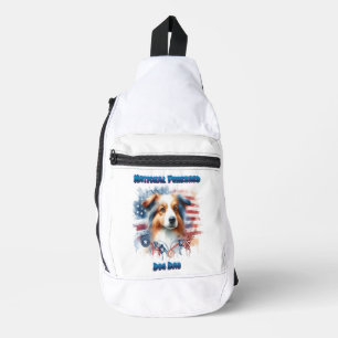 Collie Dog with American Flag Sling Bag
