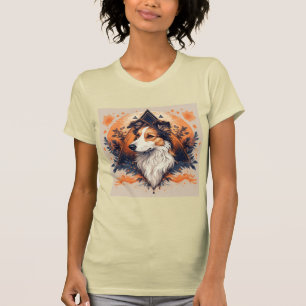 Collie Dog with Vibrant Geometric Background T-Shirt