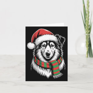 Collie Dog Xmas Santa Hat Scarf Christmas Costume  Card