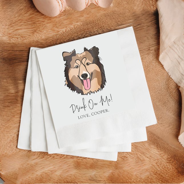 Collie Drink On Me Dog Custom Cocktail Napkin (Creator Uploaded)