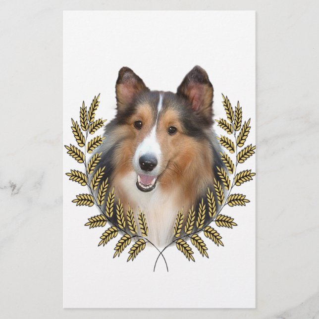Collie Framed in Wheat Stationery (Front)