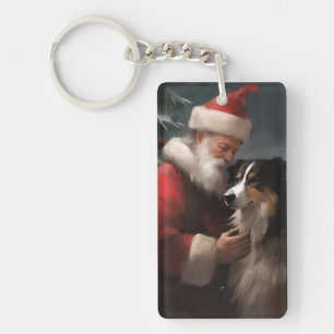 Collie frontalier avec Noël Festif du Père Noël