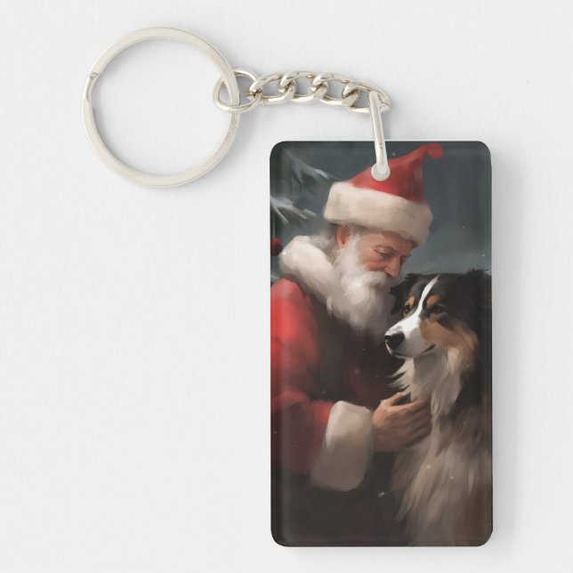 Collie frontalier avec Noël Festif du Père Noël (Devant)