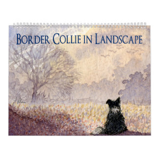 Collie frontière dans le calendrier paysage