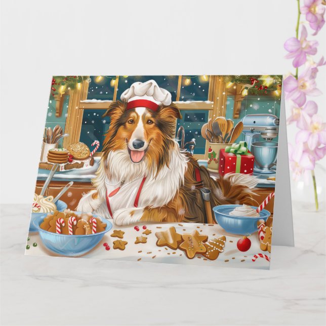 Collie Holiday Baking: Festive Christmas Card (Orchid)