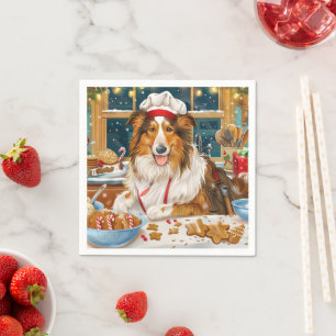 Collie Holiday Baking: Festive Christmas Napkin