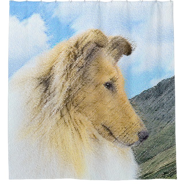 Collie in Mountains (Rough) Painting - Dog Art (Front)