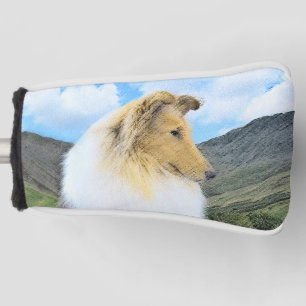 Collie in Mountains (Rough) Painting - Dog Art Golf Head Cover