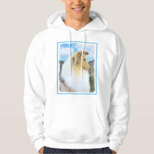 Collie in Mountains (Rough) Painting - Dog Art Hoodie