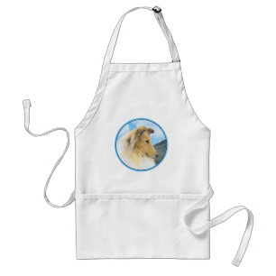 Collie in Mountains (Rough) Painting - Dog Art Standard Apron