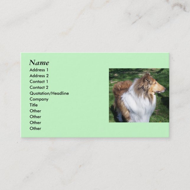 COLLIE Lovers Business cards- *Customize* Card (Front)