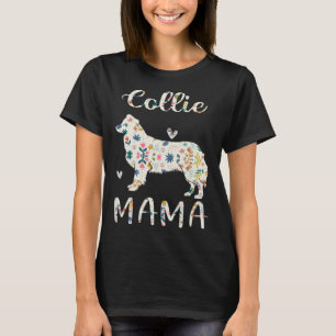 Collie Mama Floral Dog Mom Love T-Shirt