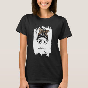 Collie Mom Dog Mom Bleached Messy Bun Leopard T-Shirt
