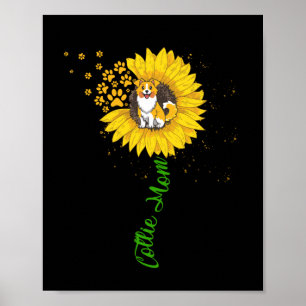 Collie Mom Sunflower Rough Collie Gifts Dog Mom Poster