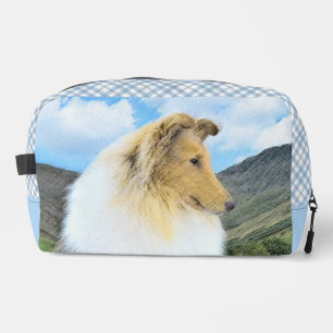 Collie Painting Rough Sable Merle Original Dog Art Dopp Kit