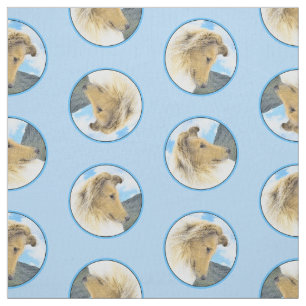 Collie Painting Rough Sable Merle Original Dog Art Fabric