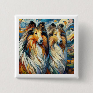 Collie Paw Casso  2 Inch Square Button