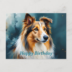 Collie Portrait Happy Birthday Postcard