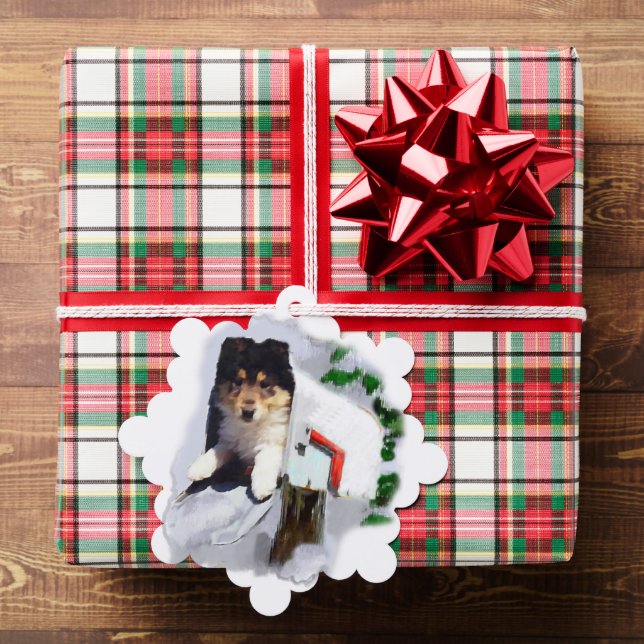 Collie Puppy Christmas Ornament Card (Insitu (Gift))