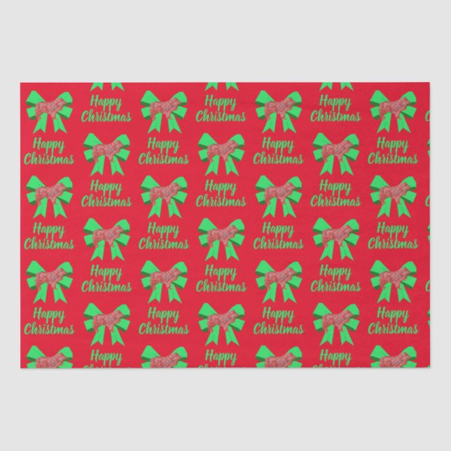 Collie Rough Christmas Dog & Bow Red Tissue Paper (Front)