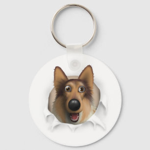 Collie (Rough Coat) Busting Out Keychain
