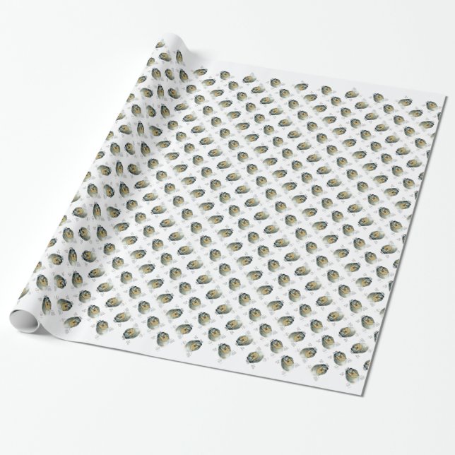 Collie (rough merle) History Design Wrapping Paper (Unrolled)