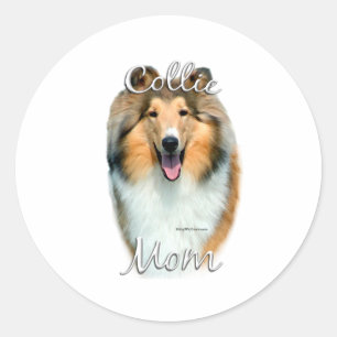 Collie (rough) Mom 2 Classic Round Sticker