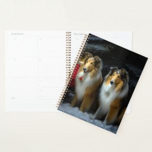 Collie Rough Neigeux Traîneau Décor Noël