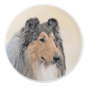 Collie (Rough) Painting - Cute Original Dog Art Ceramic Knob