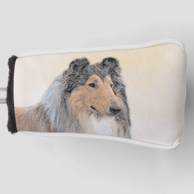 Collie (Rough) Painting - Cute Original Dog Art Golf Head Cover (Front)