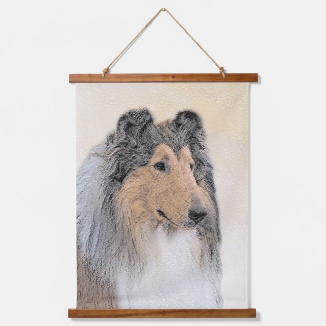 Collie (Rough) Painting - Cute Original Dog Art Hanging Tapestry (Front)