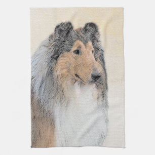 Collie (Rough) Painting - Cute Original Dog Art Kitchen Towel
