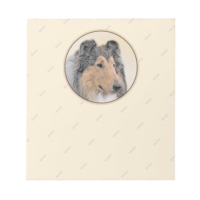 Collie (Rough) Painting - Cute Original Dog Art Notepad (Front)