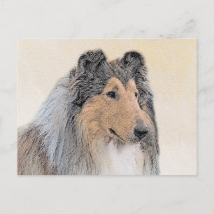 Collie (Rough) Painting - Cute Original Dog Art Postcard