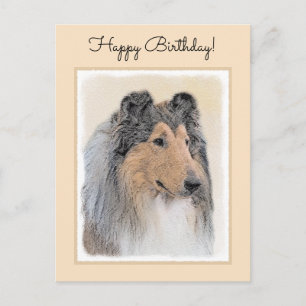 Collie (Rough) Painting - Cute Original Dog Art Postcard