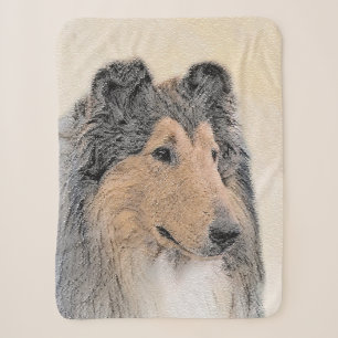 Collie (Rough) Painting - Cute Original Dog Art Sherpa Blanket