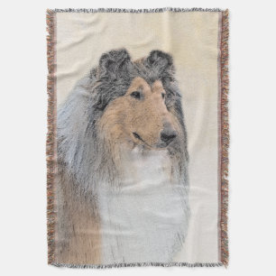 Collie (Rough) Painting - Cute Original Dog Art Throw Blanket