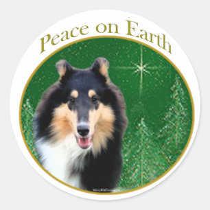Collie (rough) Peace Classic Round Sticker