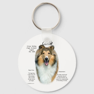 Collie (sable rough) History Design Keychain
