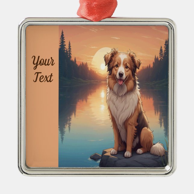 Collie Shepherd by Lake Metal Ornament (Front)