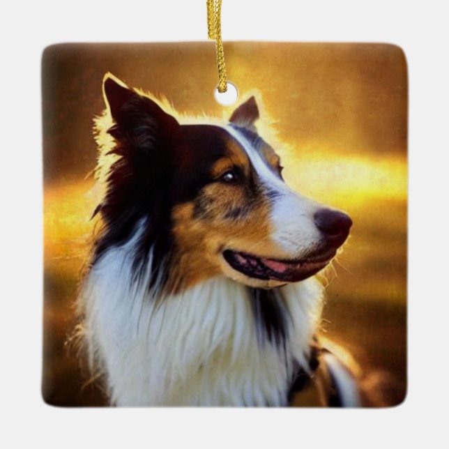Collie Side View Ceramic Ornament (Front)