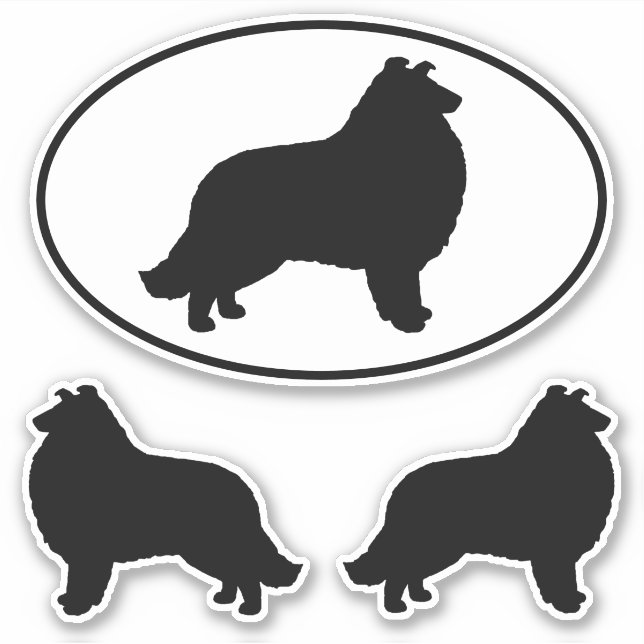 Collie Silhouettes Dog Breed Vinyl Sticker Set (Front)