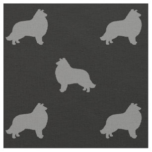 Collie Silhouettes Pattern Fabric