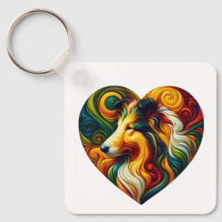 Collie Swirl and ColliesWithoutBorders Keychain