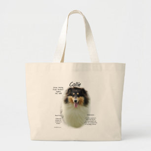 Collie (tri rough) History Design Large Tote Bag
