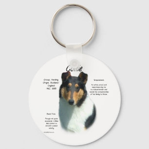 Collie (tri smooth) History Design Keychain
