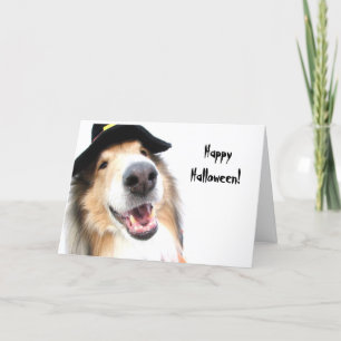 Collie Witch Halloween Card