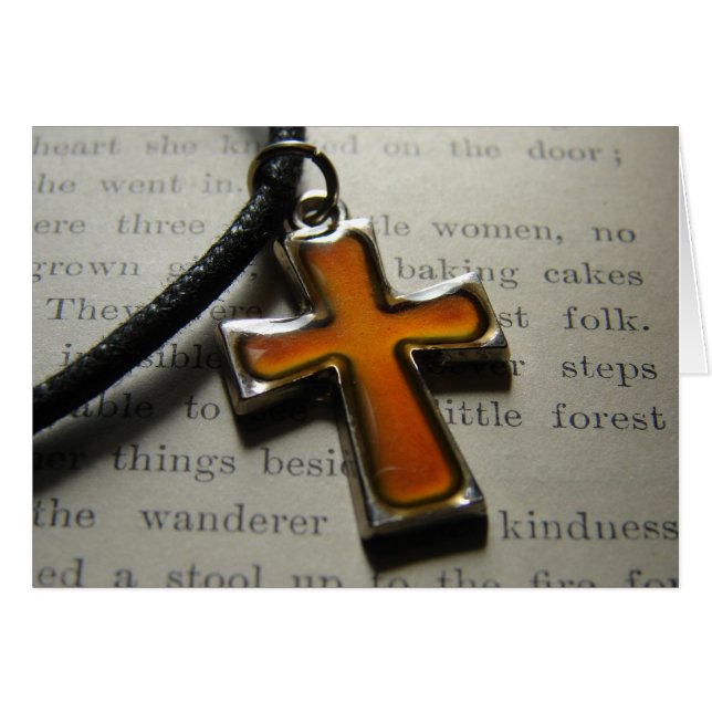 Collier de croix orange et métal (Devant horizontal)