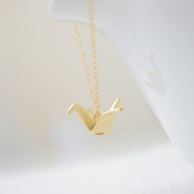 Collier de grue pliée à l'origami or